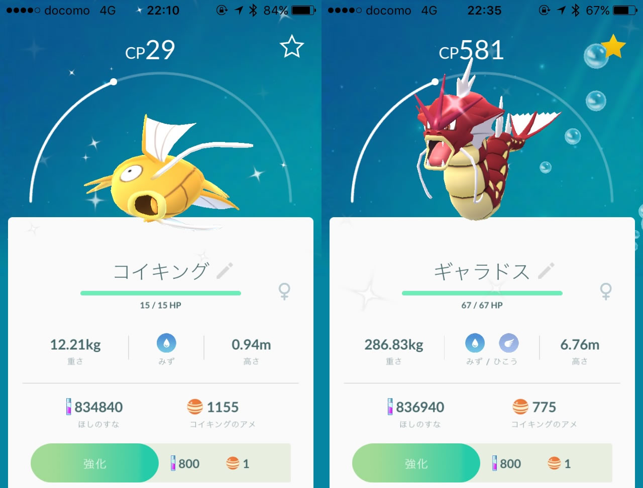 金色のコイキングを捕獲 赤色のギャラドスに進化 ポケモンgo F Ko Jiの 一秒後は未来